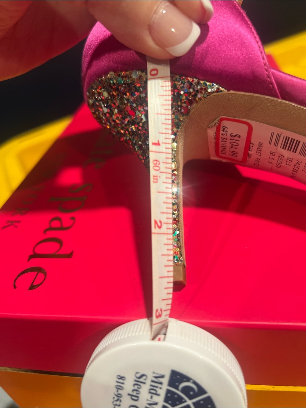 kate spade bright fuchsia satin peep-toe heels with bow - Picture 6 of 6